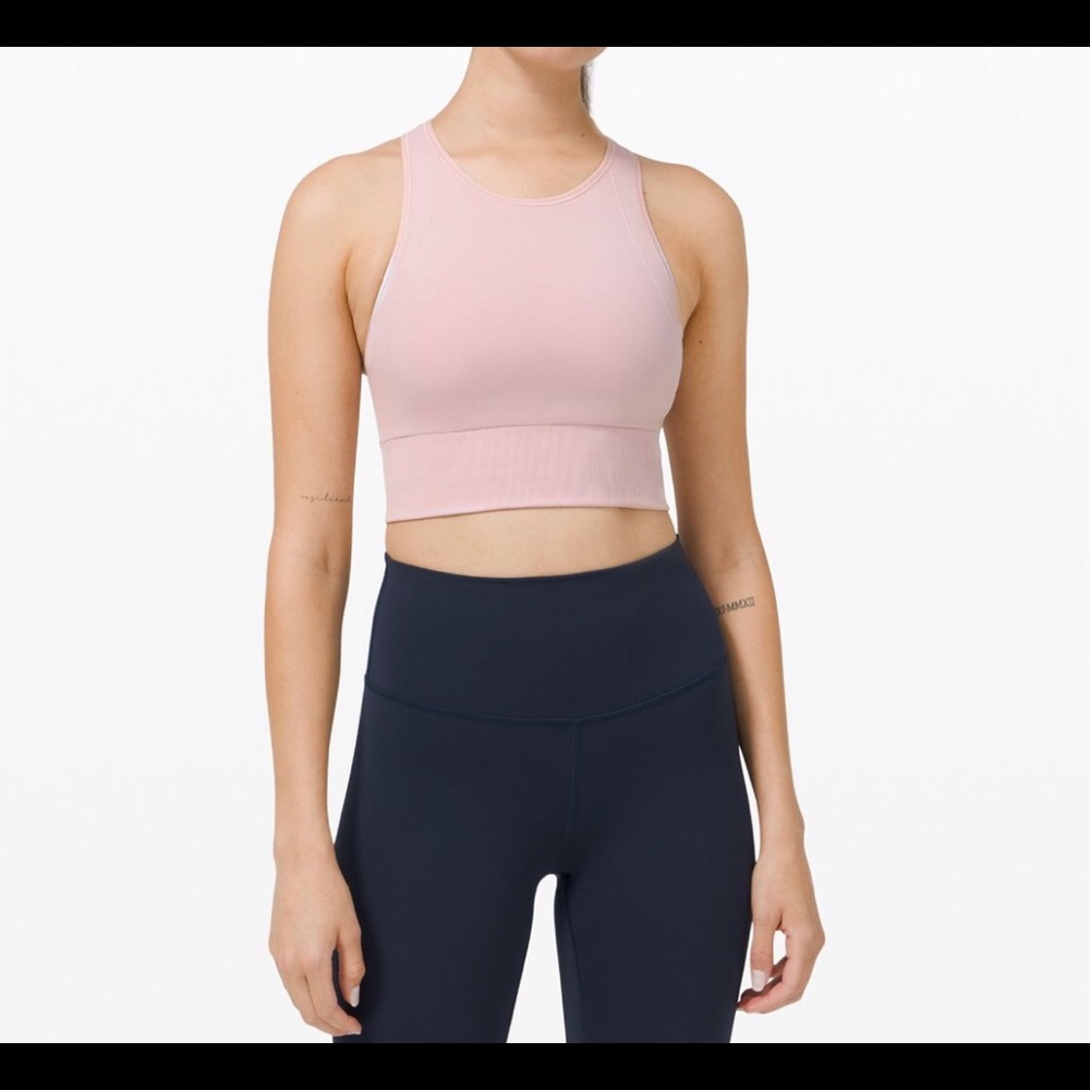 Lululemon Ebb Train Bra 4 Pink High Neck Long Line